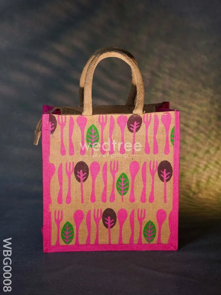 Printed Jute Bag with Zipper - WBG0008
