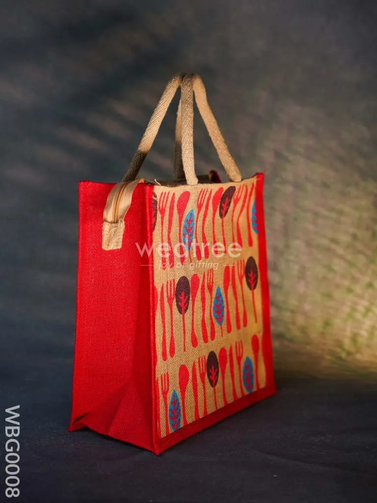Printed Jute Bag with Zipper - WBG0008