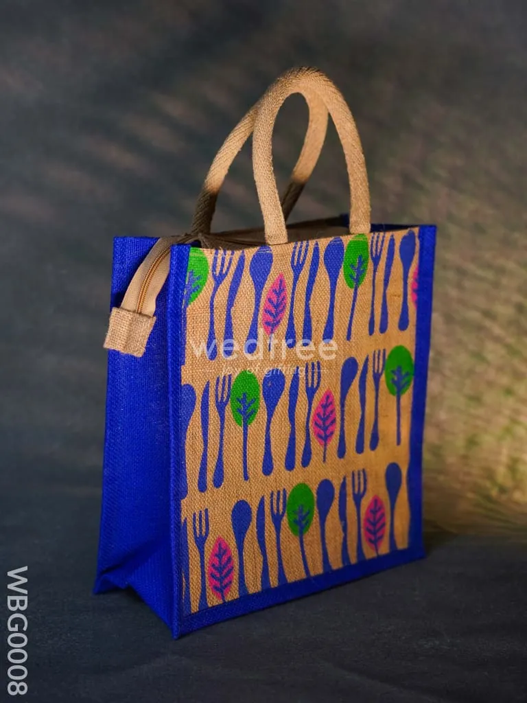 Printed Jute Bag with Zipper - WBG0008