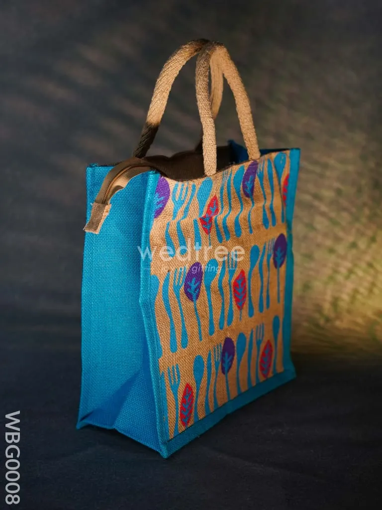 Printed Jute Bag with Zipper - WBG0008