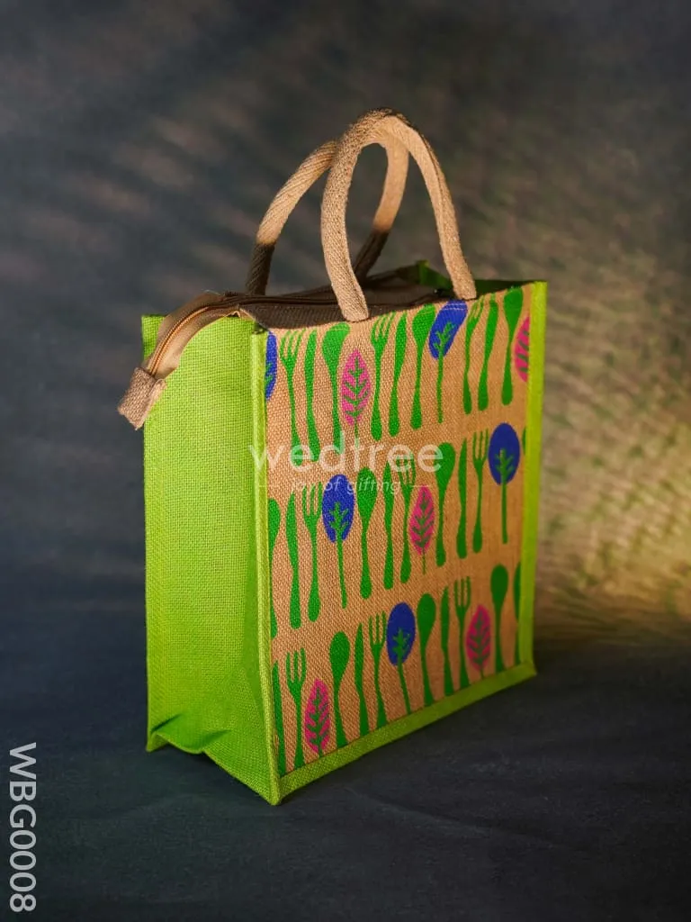 Printed Jute Bag with Zipper - WBG0008