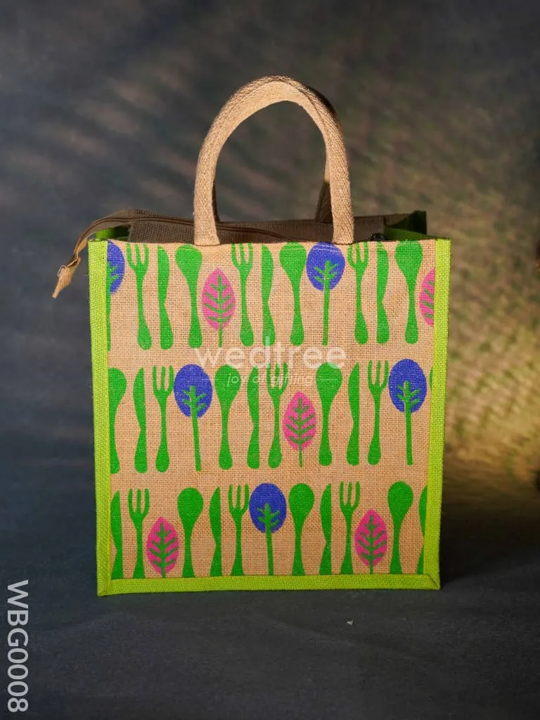 Printed Jute Bag with Zipper - WBG0008