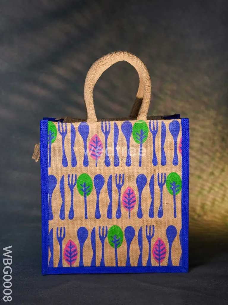 Printed Jute Bag with Zipper - WBG0008