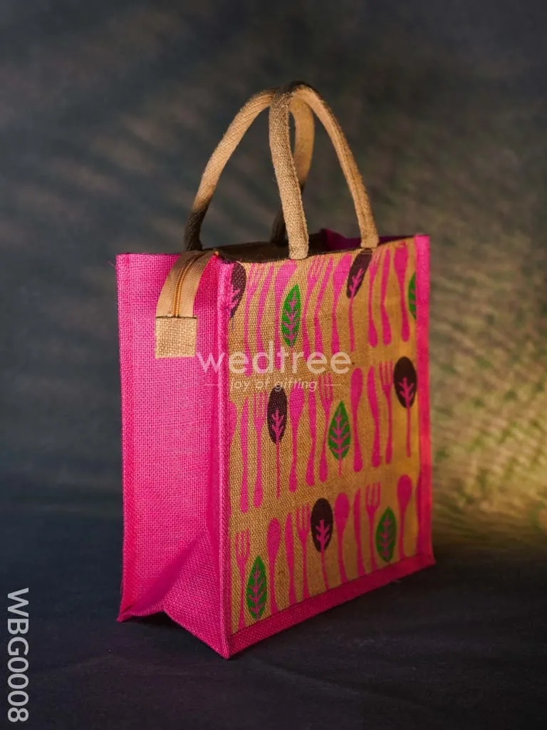 Printed Jute Bag with Zipper - WBG0008