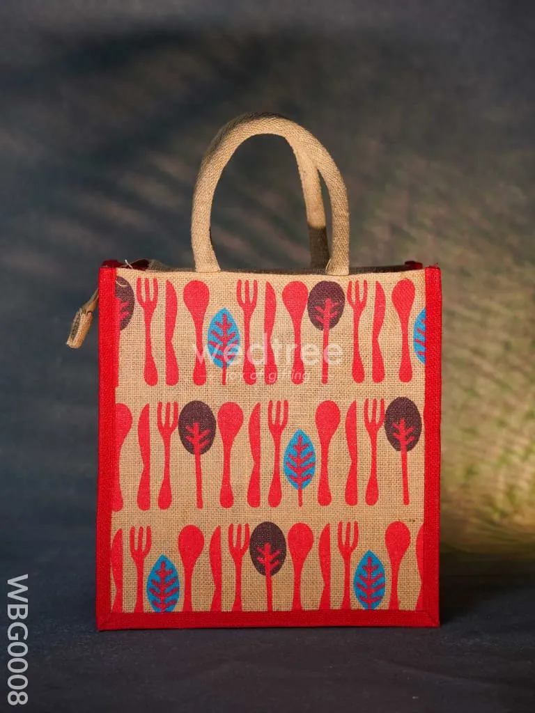 Printed Jute Bag with Zipper - WBG0008