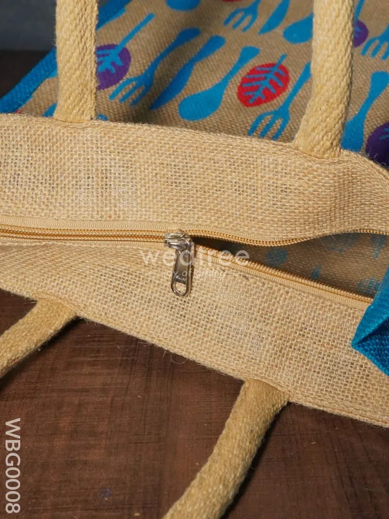 Printed Jute Bag with Zipper - WBG0008