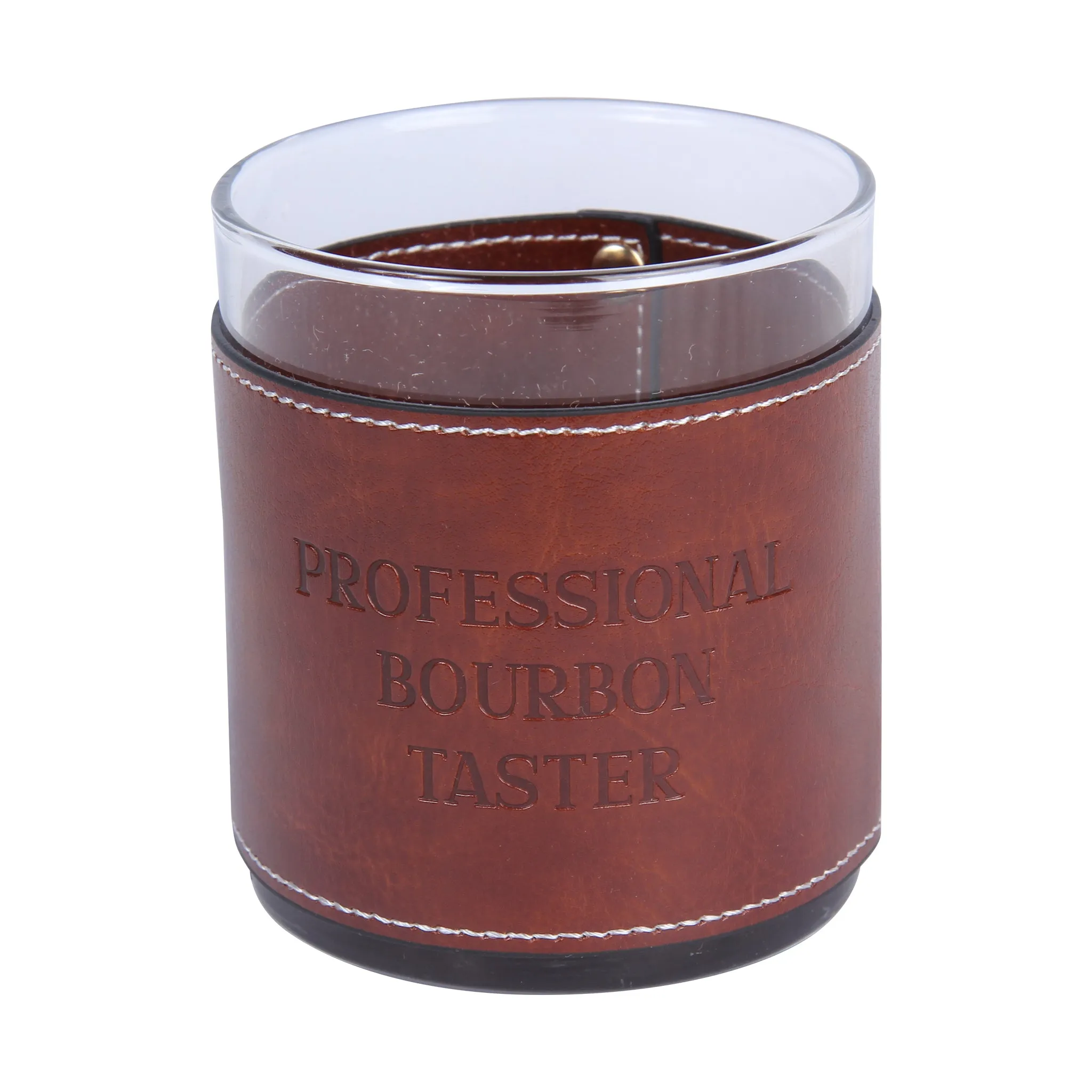 Professional Bourbon Taster Faux Leather Rocks Glass