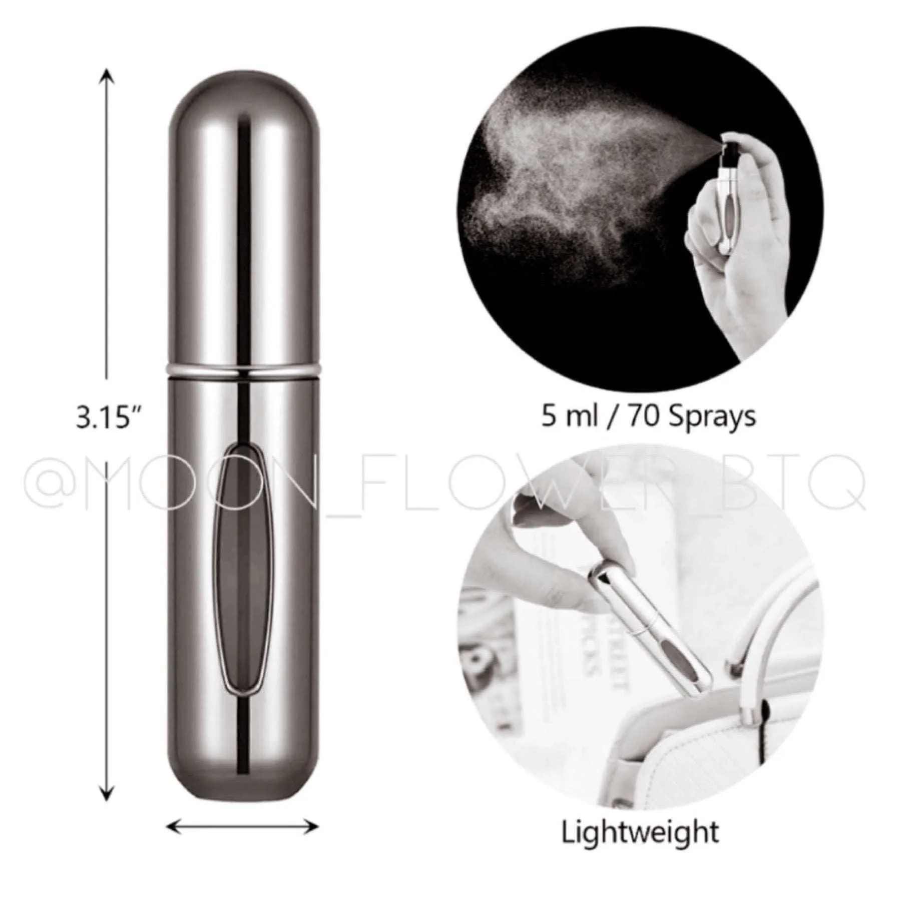 Purple Metallic Refillable Perfume Spray Atomizer