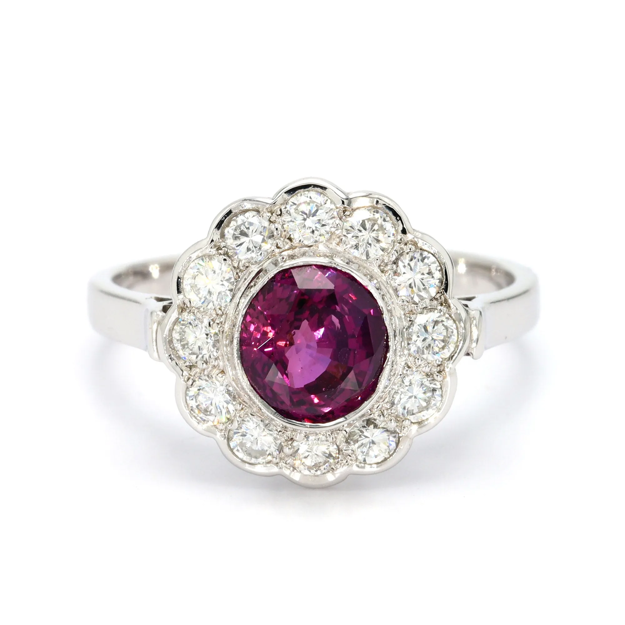 Purple Sapphire Halo Ring
