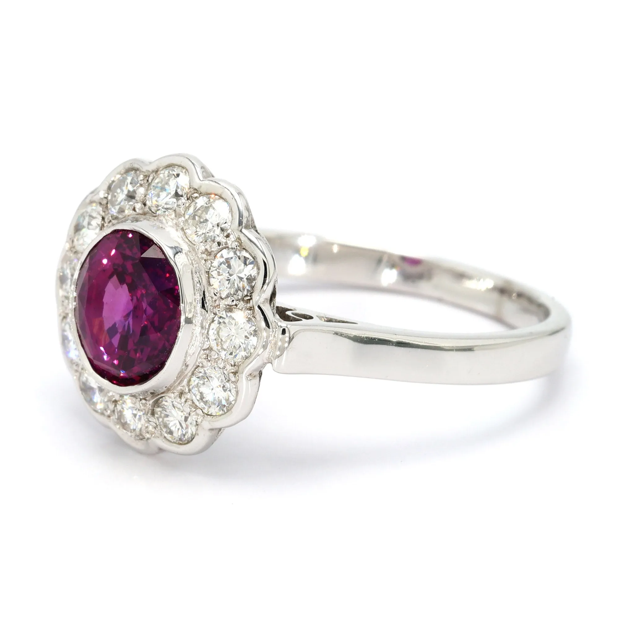 Purple Sapphire Halo Ring