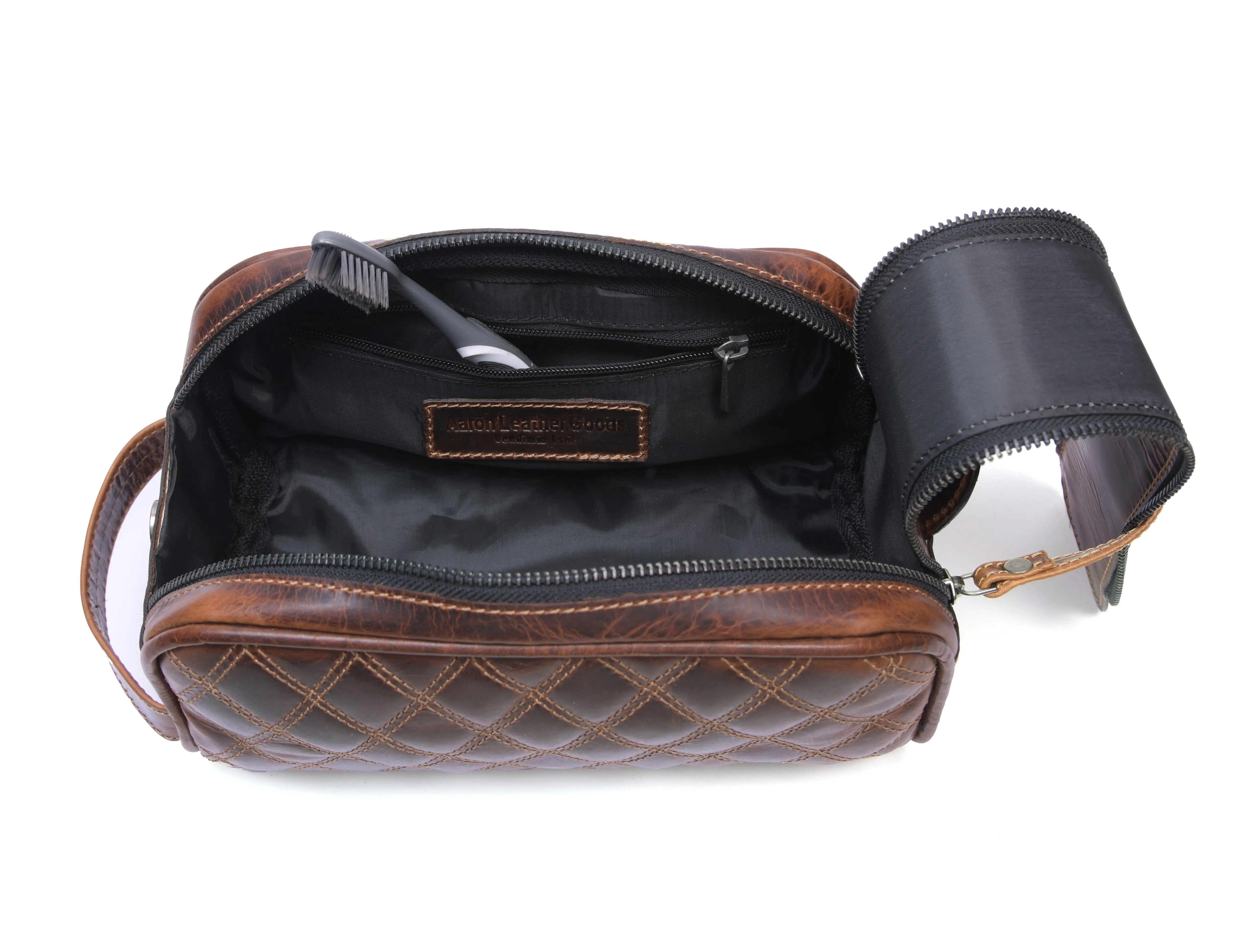 Quilted Leather Toiletry Bag - WB09