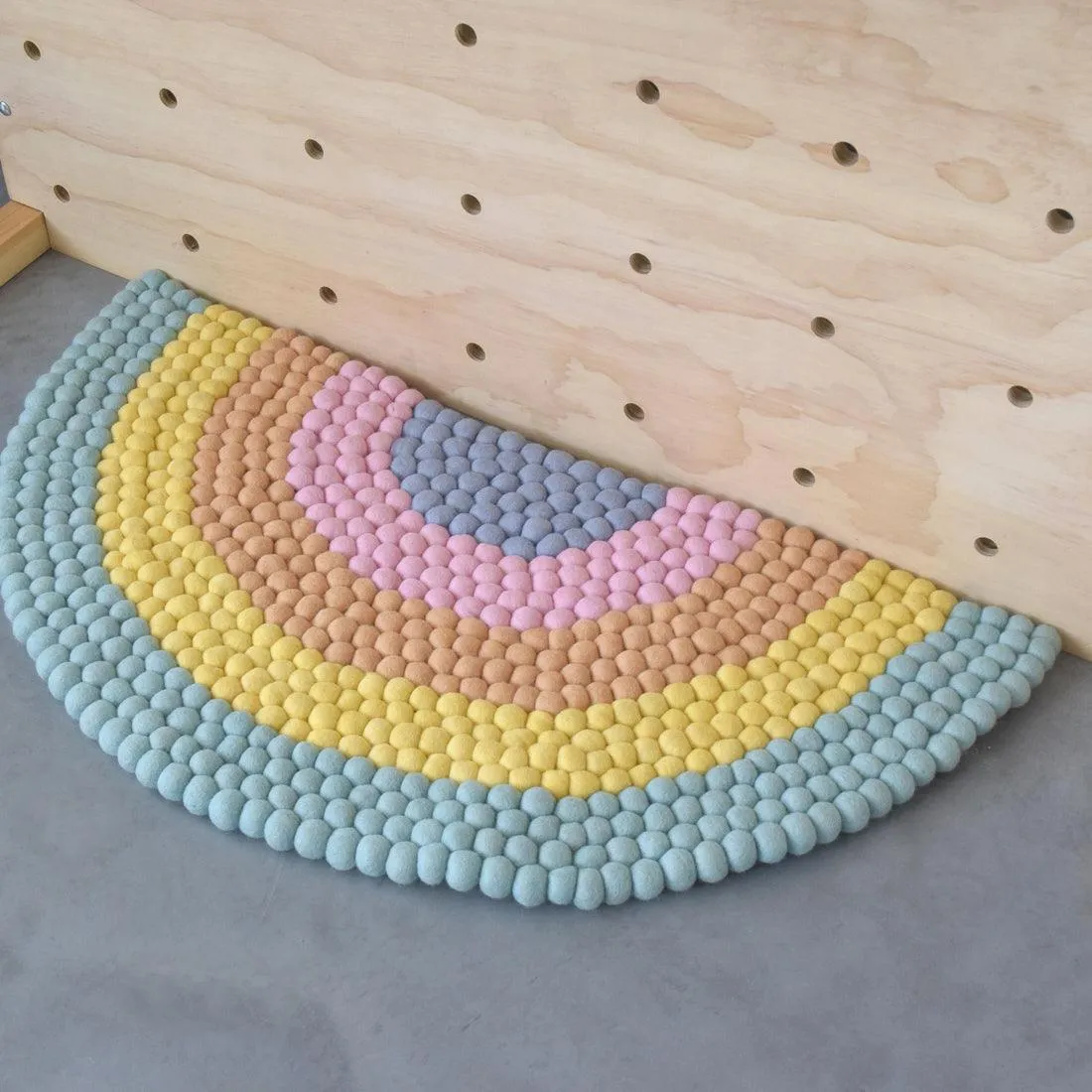 Rainbow Felt Ball Rug - Pastel