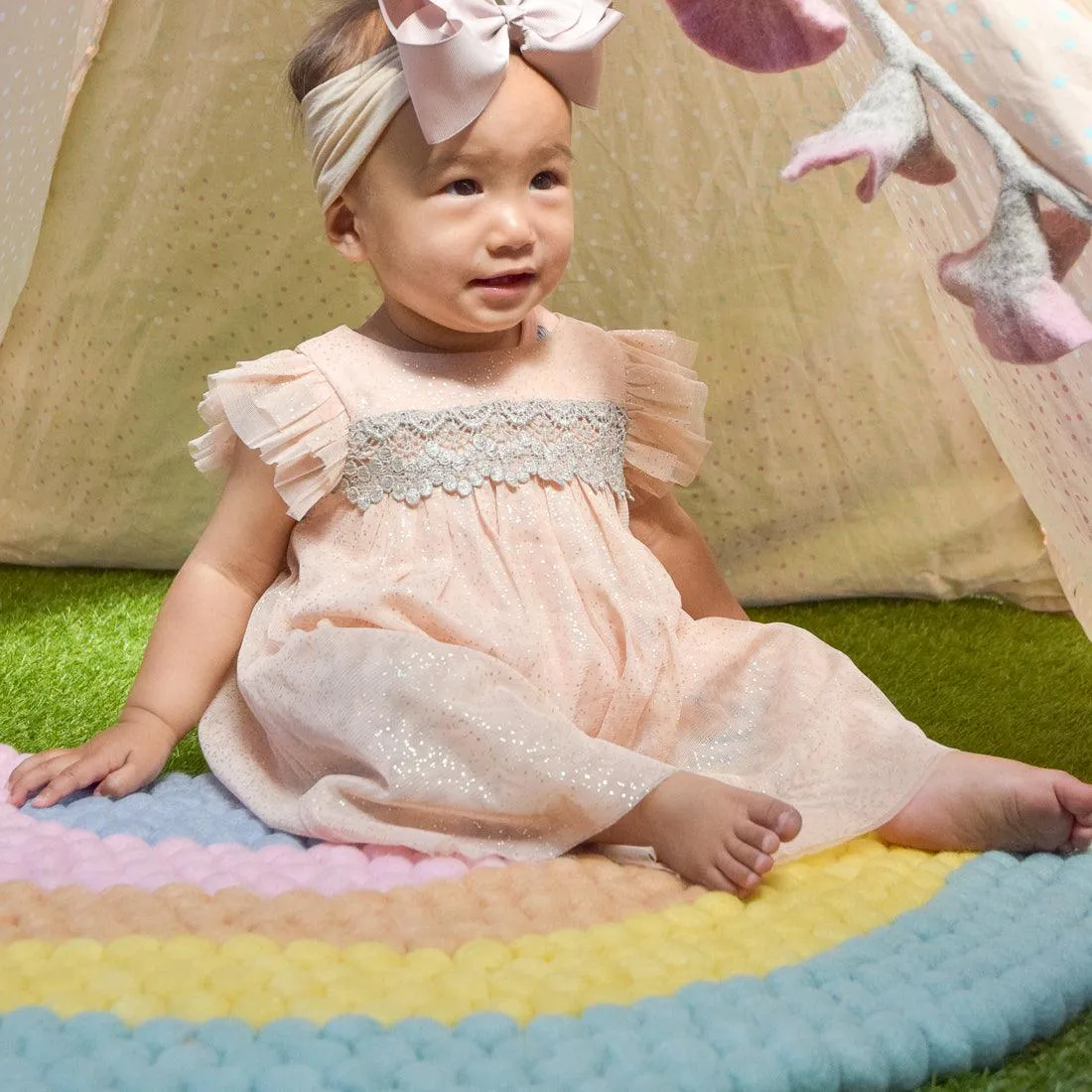 Rainbow Felt Ball Rug - Pastel