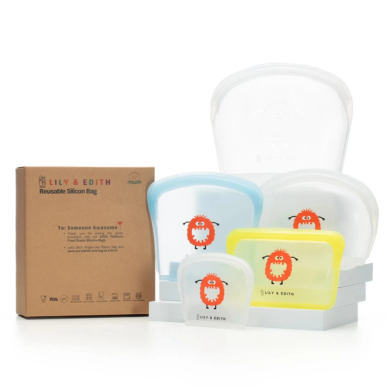 Reusable Silicone Bag Gift Box 5-Pack | Dad