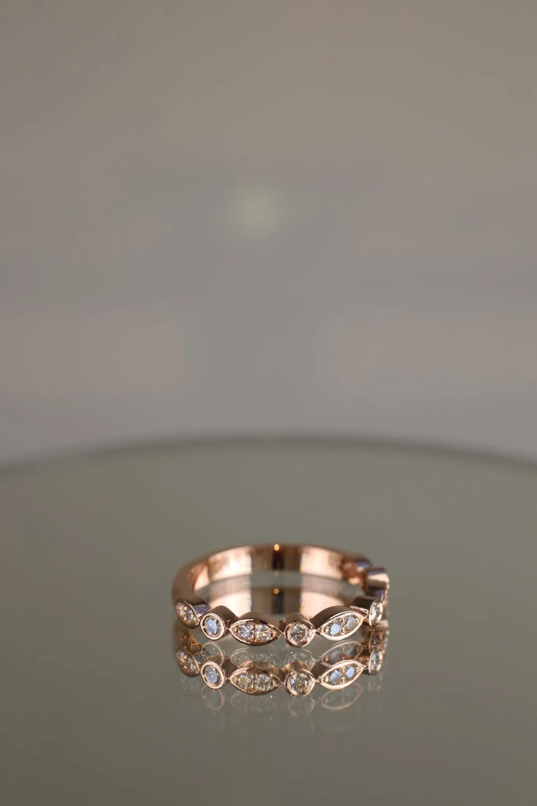 Rose gold art deco round brilliant diamond ring