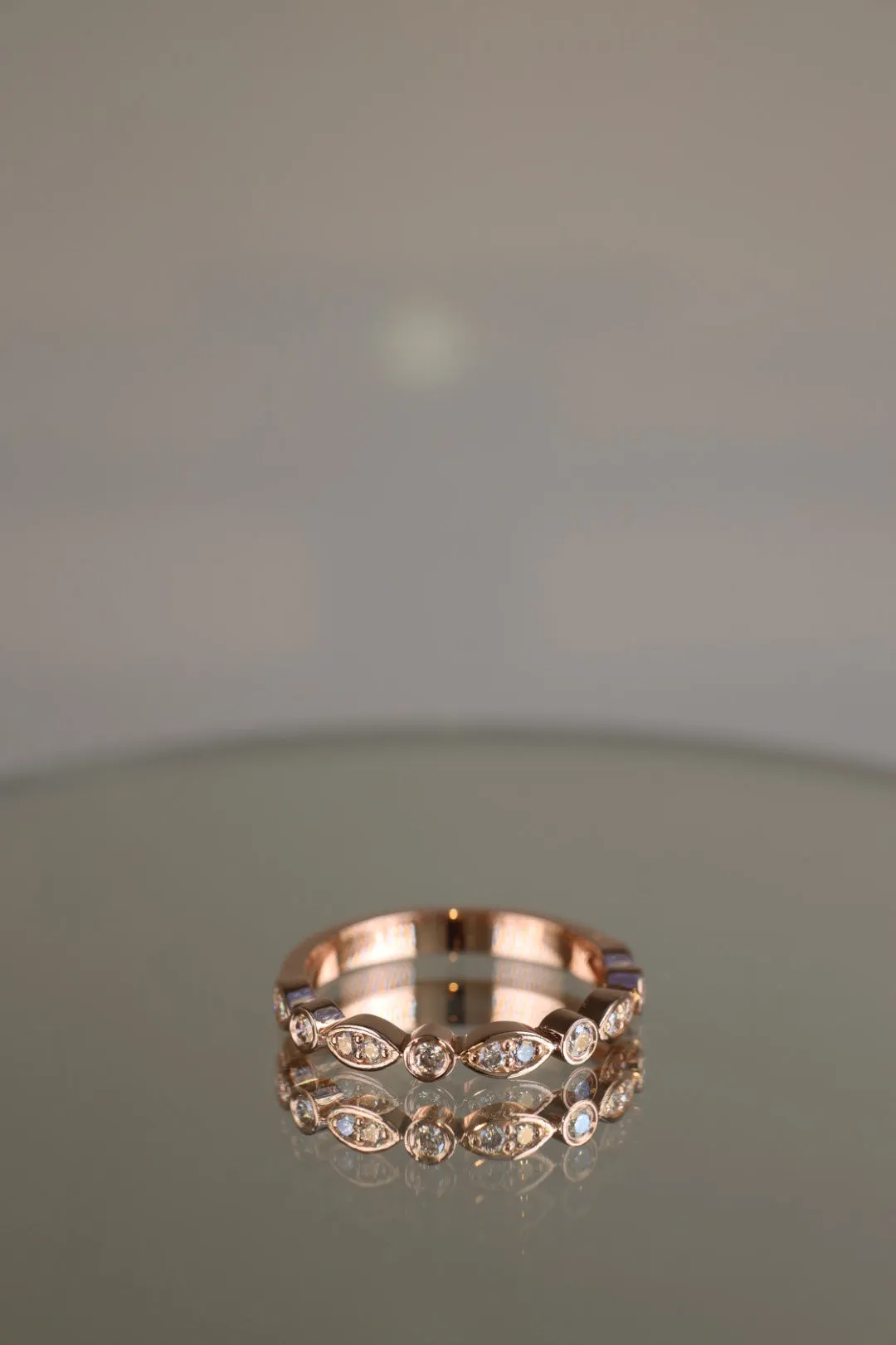 Rose gold art deco round brilliant diamond ring
