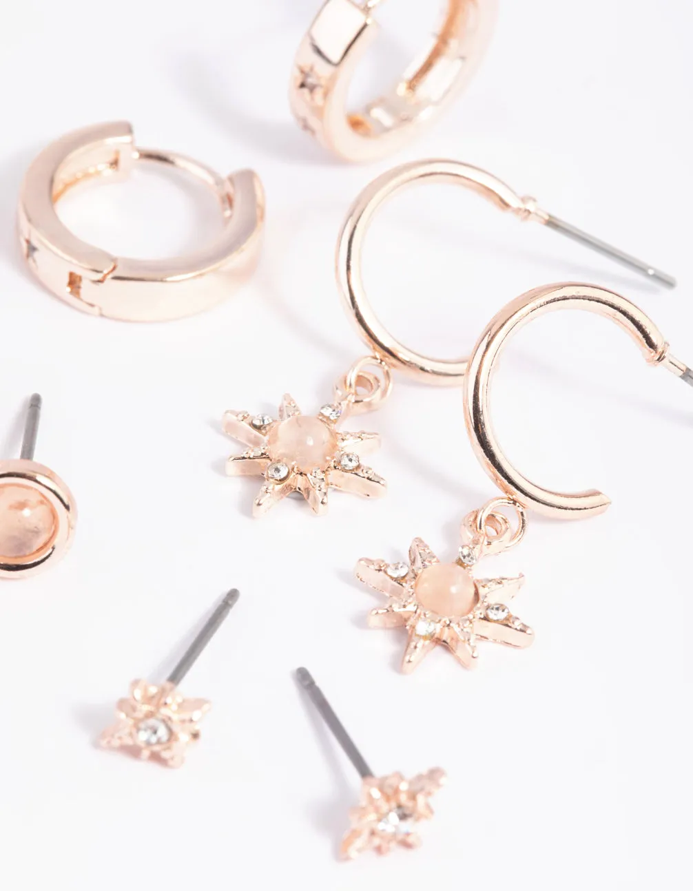 Rose Quartz Starburst Earring Stack Pack