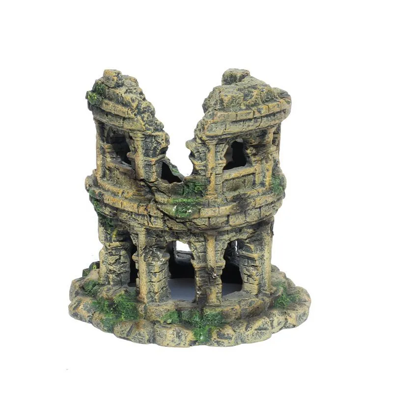 RQ20122 Broken tower Aquarium Decoration 15.5x15x16cm