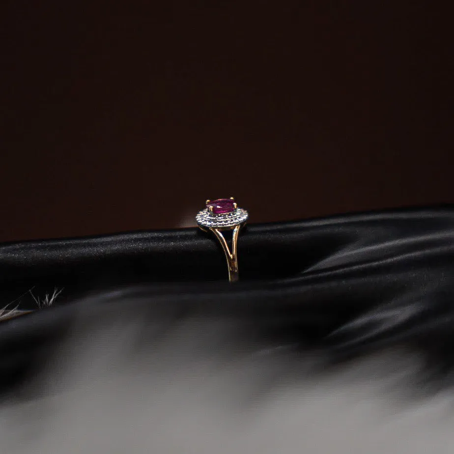 Ruby Ring 10K Yellow Gold With Zirconia / 2gr / Size 7