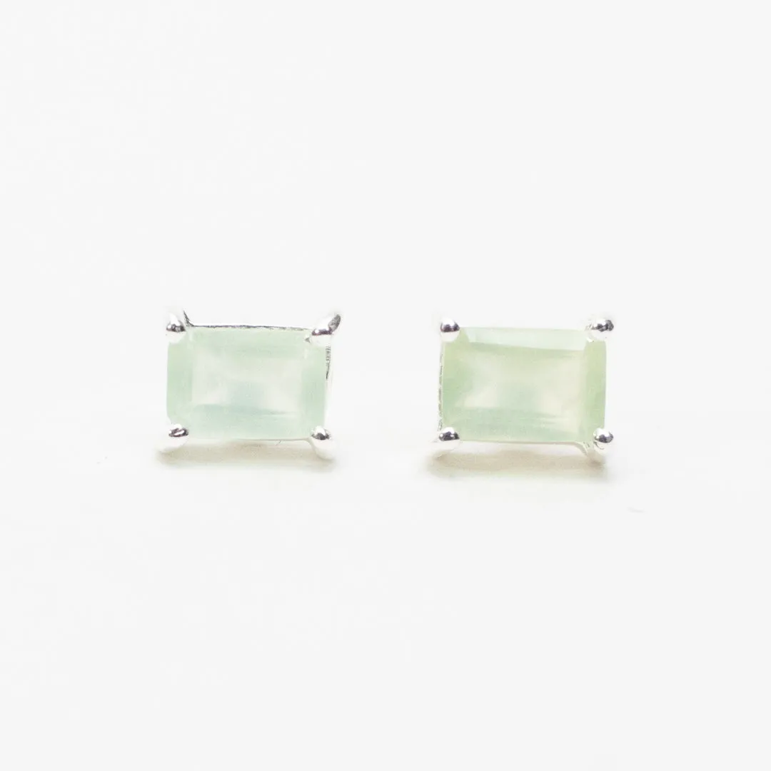 Silver Baguette Stone Studs