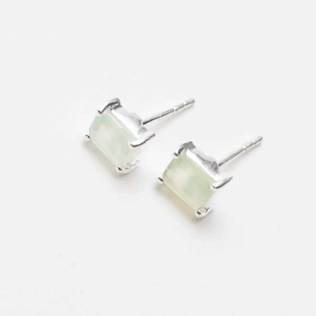 Silver Baguette Stone Studs