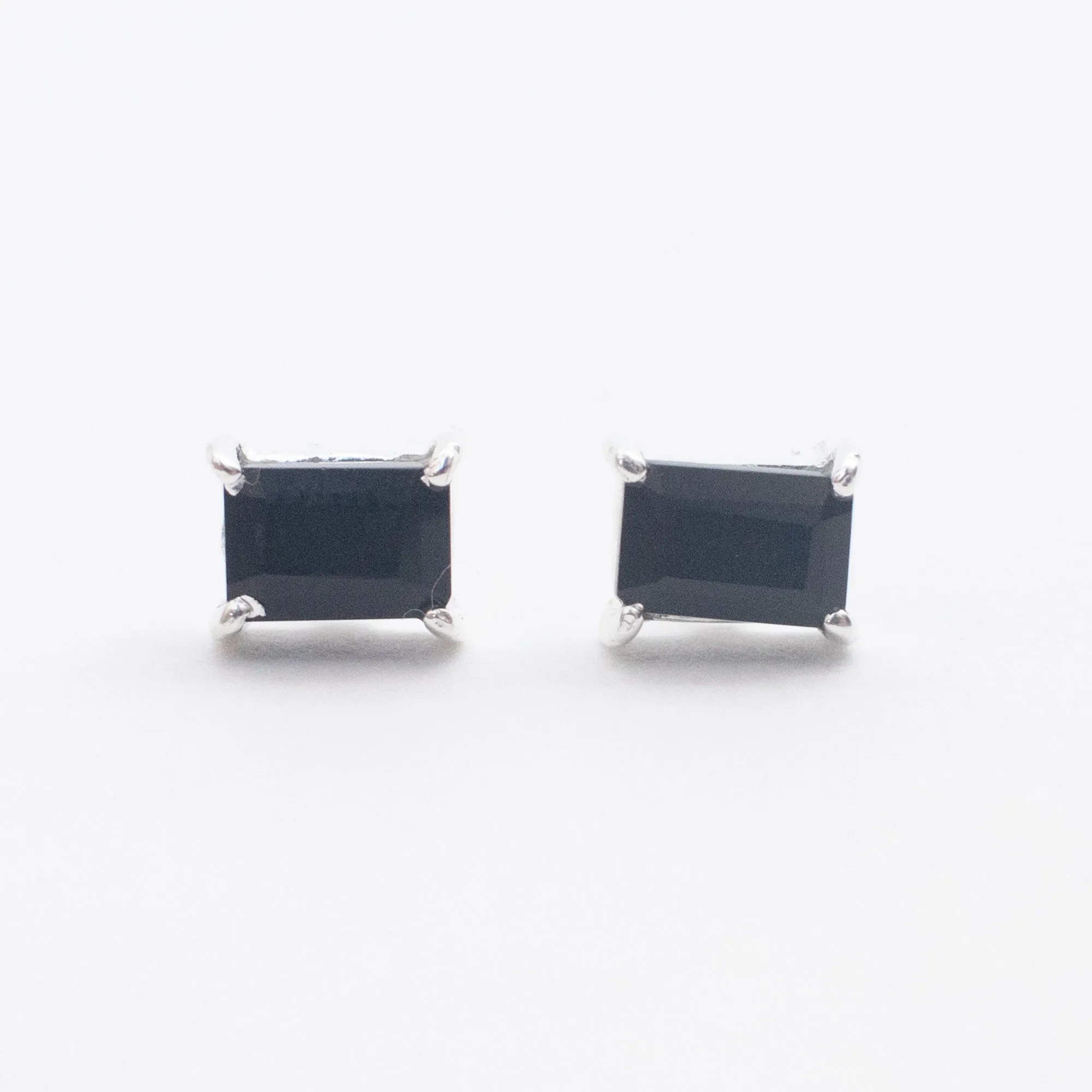 Silver Baguette Stone Studs