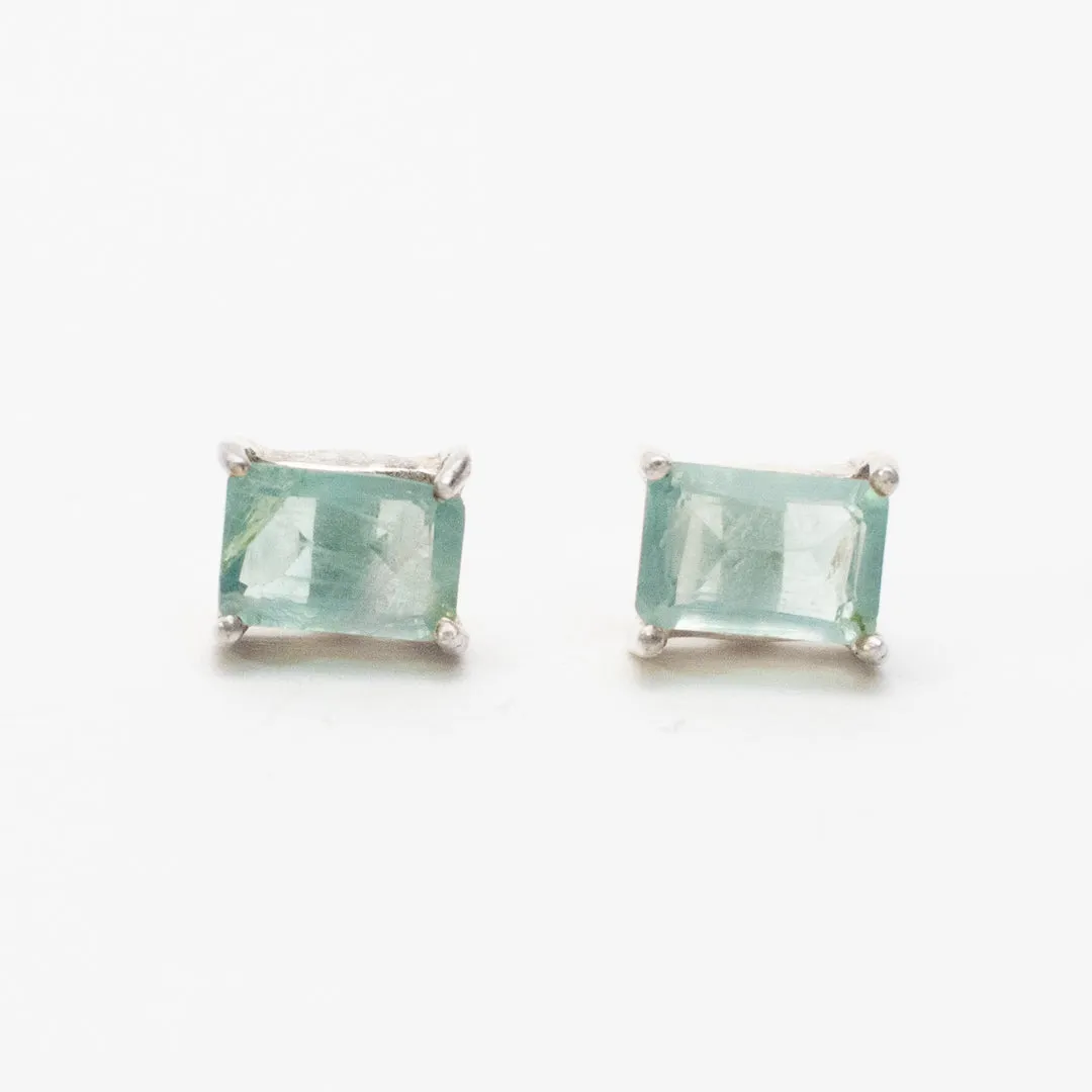 Silver Baguette Stone Studs