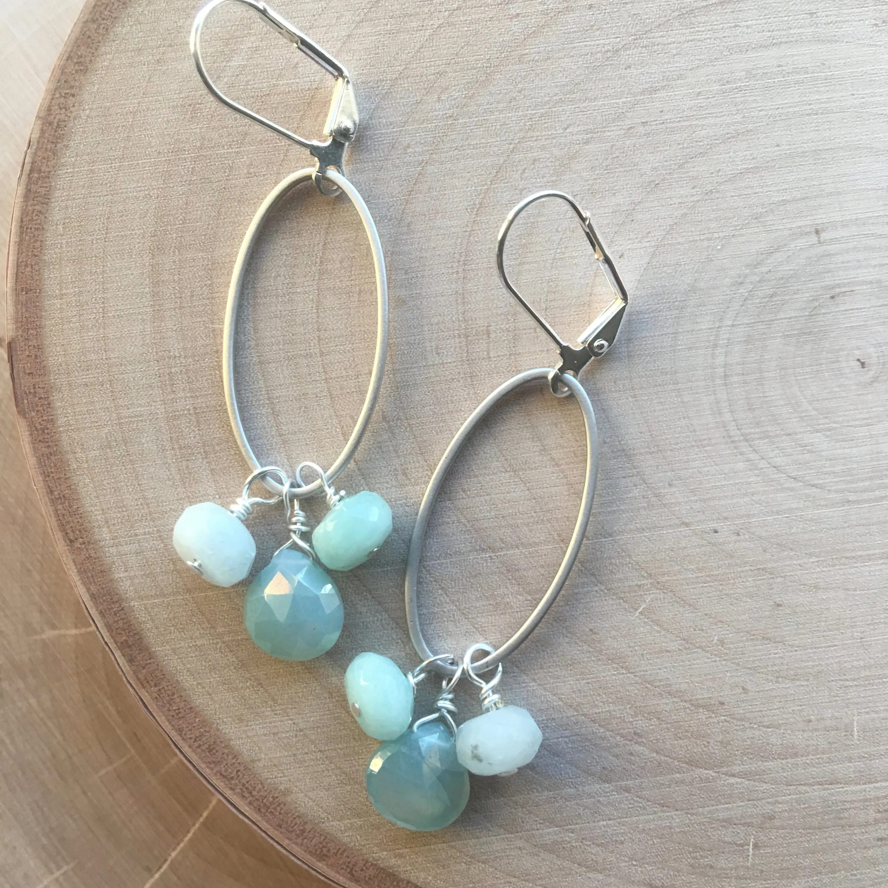 Silver Oval Cluster Earrings