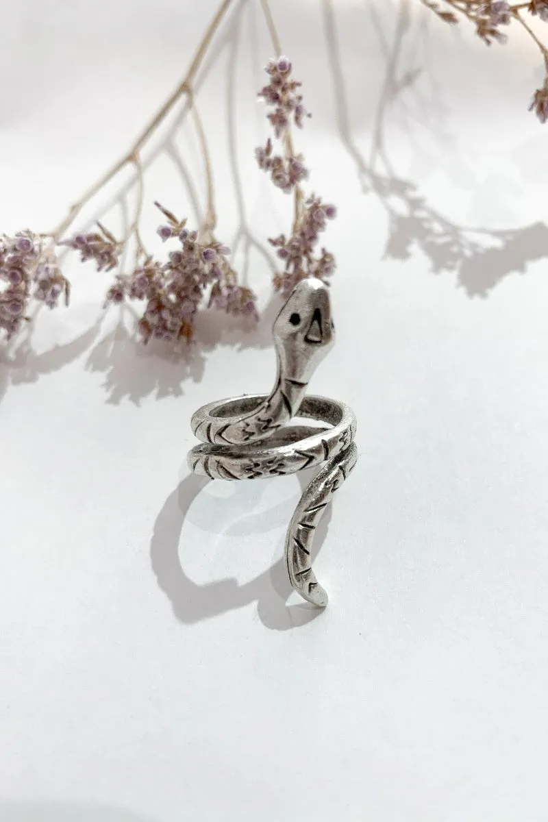 Silver Plated Turkish Coiled Serpent Ring