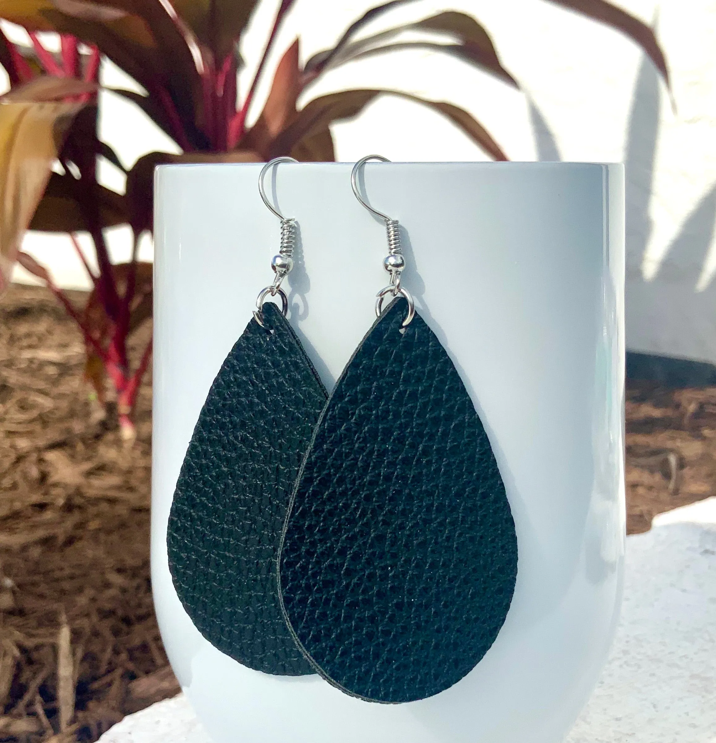 Solid Faux Leather Earring Collection