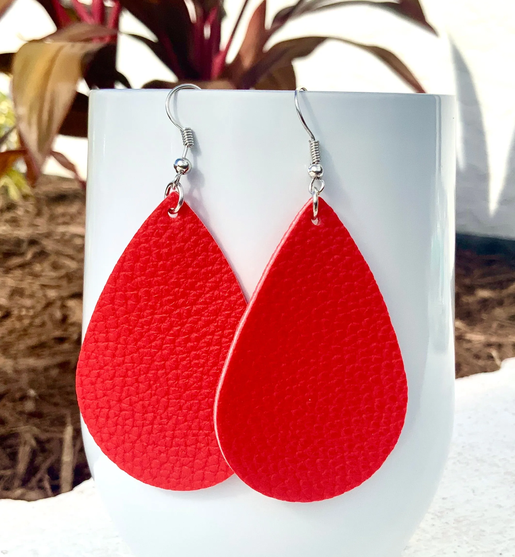 Solid Faux Leather Earring Collection