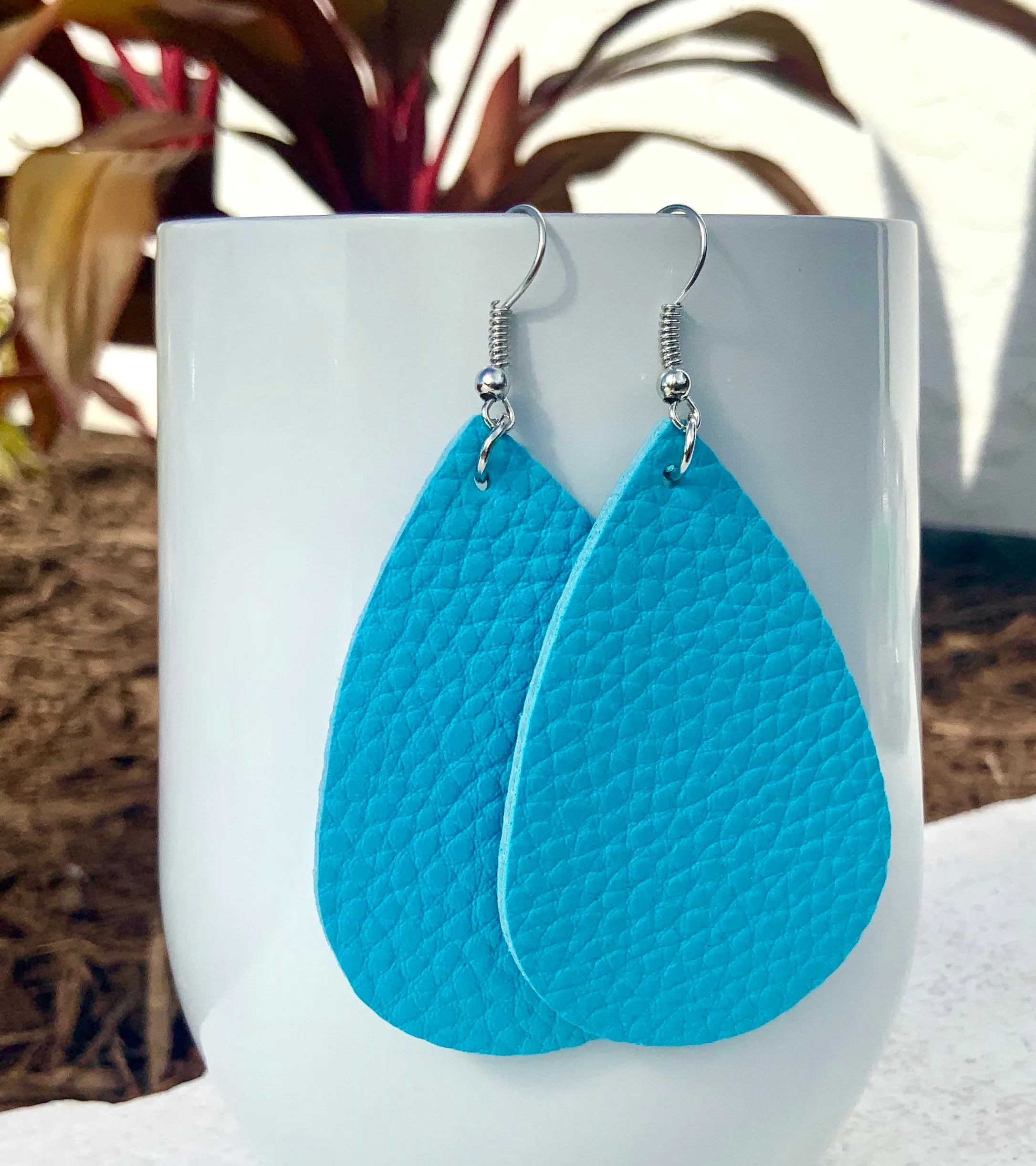 Solid Faux Leather Earring Collection