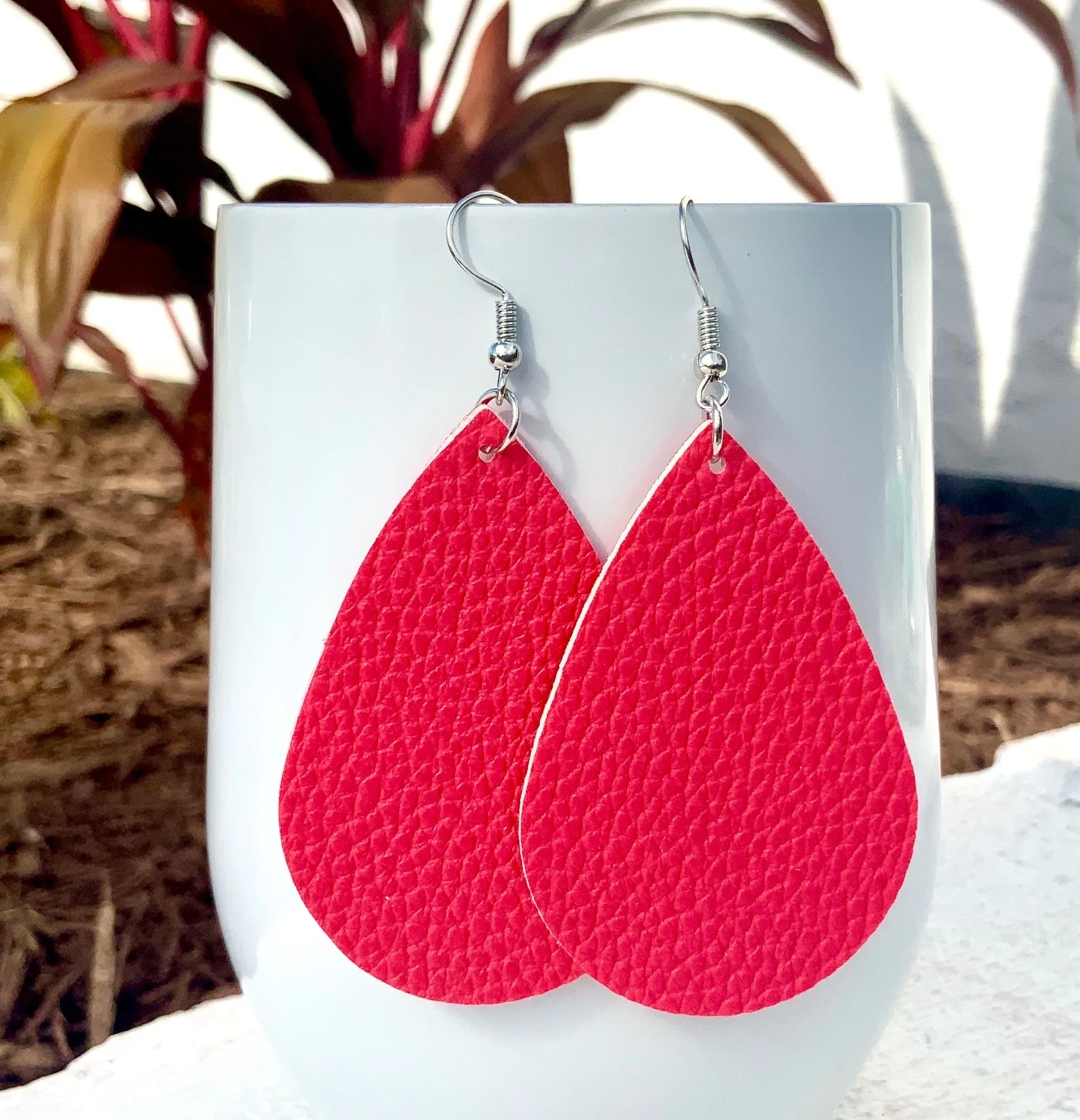 Solid Faux Leather Earring Collection