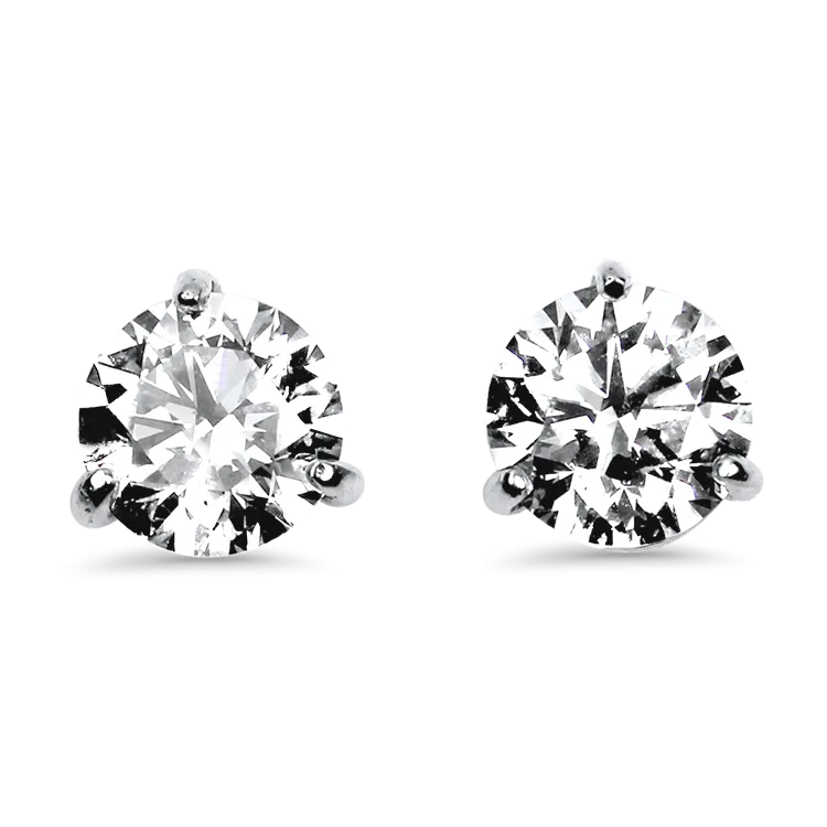 Springer's Collection 14k White Gold 1.80cts. Three-Prong Diamond Stud Earrings
