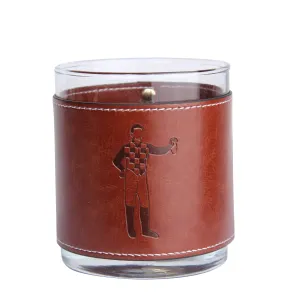 Standing Jockey Faux Leather Rocks Glass