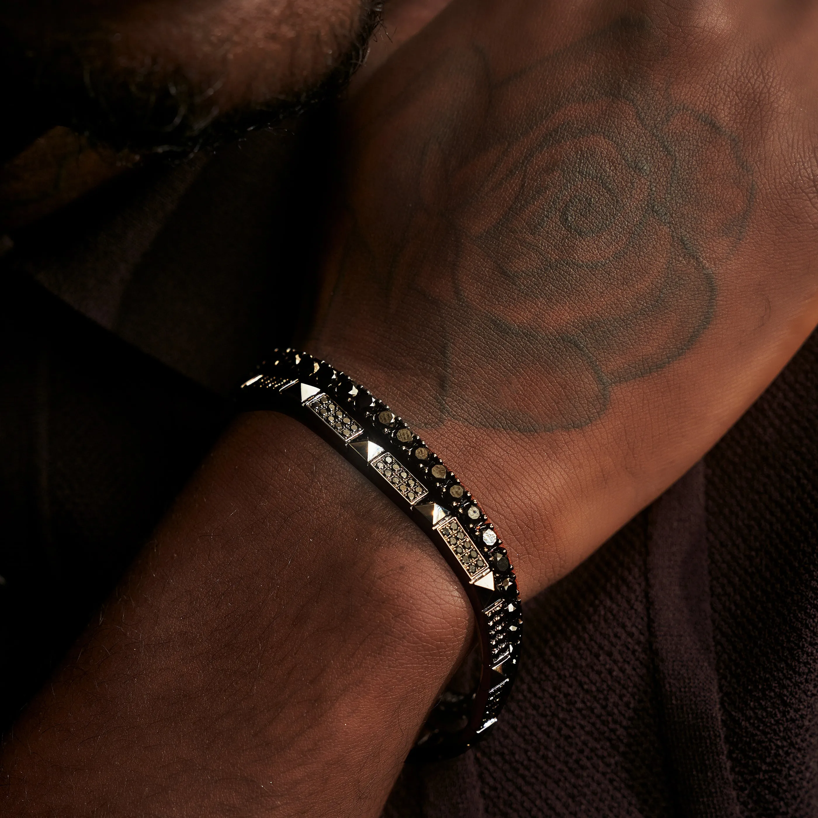 Tennis Men's Lux Midnight Black Natural Diamond Bracelet