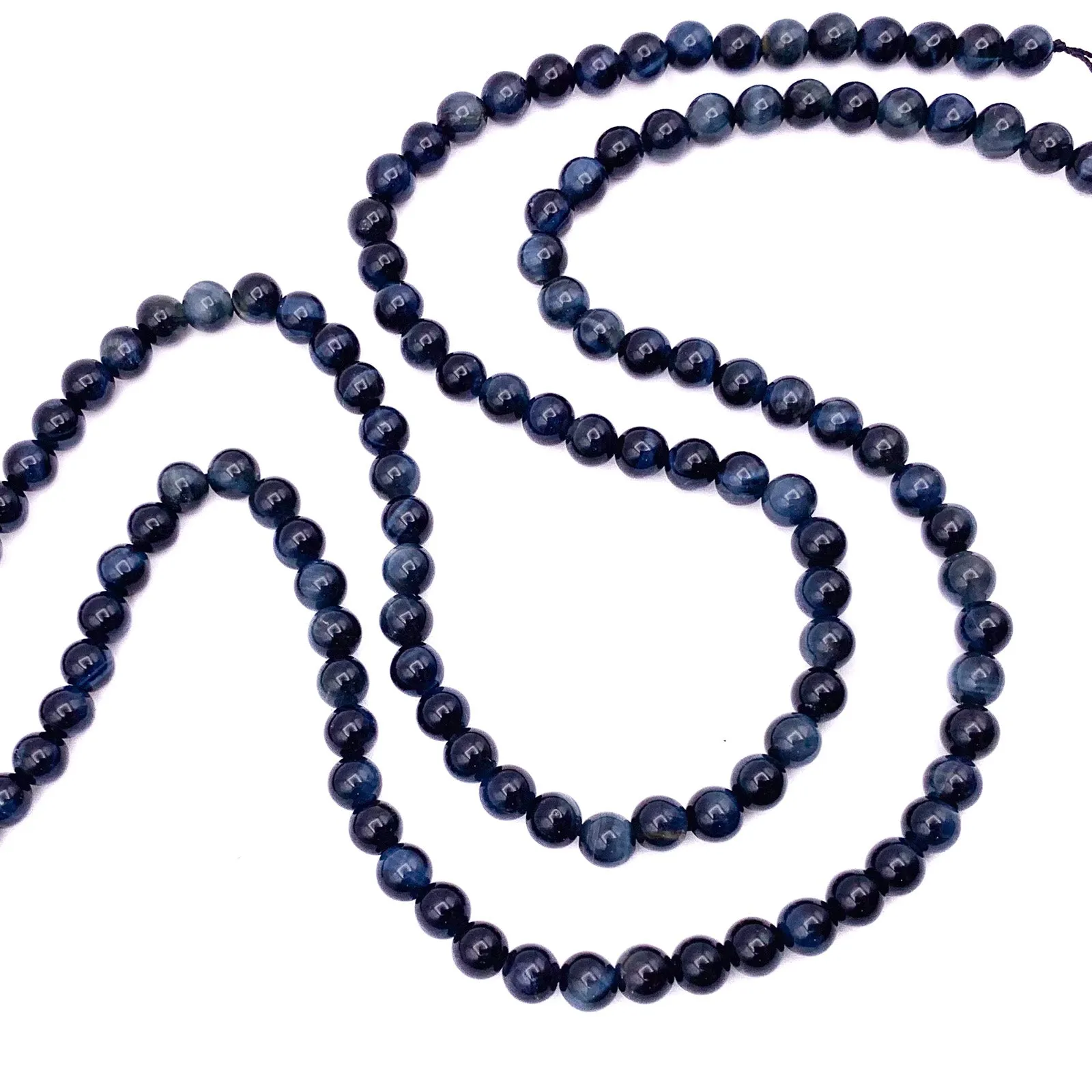 Tigers Eye Blue 6.5mm Smooth Rounds Bead Strand