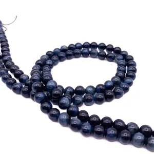 Tigers Eye Blue 6.5mm Smooth Rounds Bead Strand