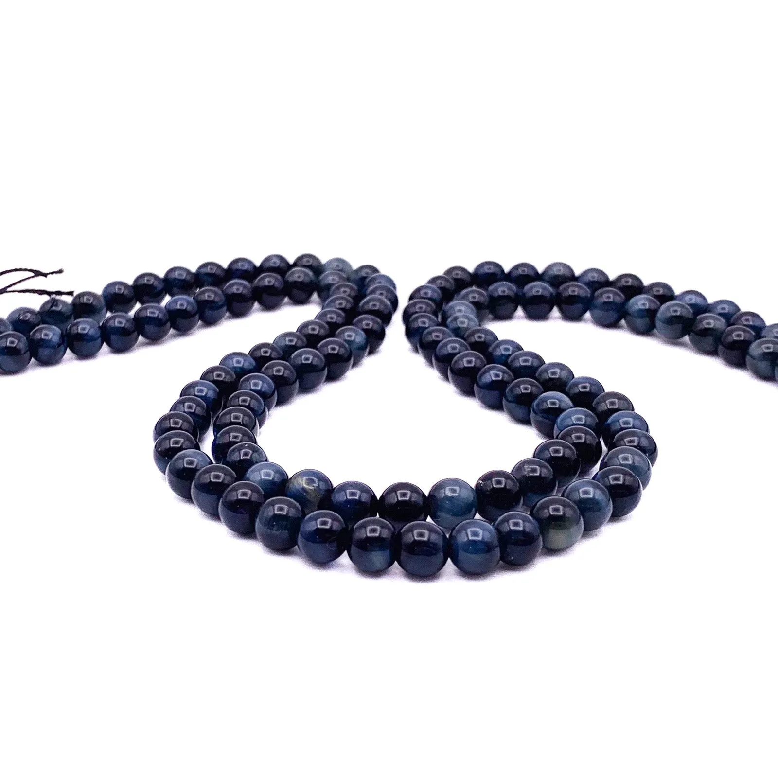 Tigers Eye Blue 6.5mm Smooth Rounds Bead Strand