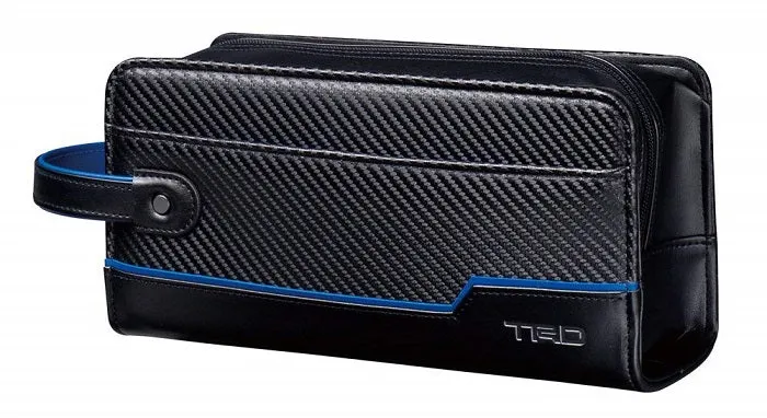 TRD JAPAN Carbon Pattern Leather Toiletry Bag