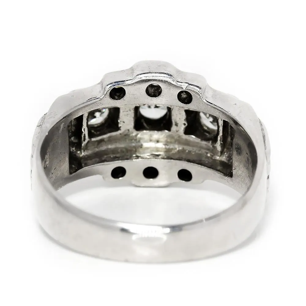 Vintage 3 Stone Diamond Engagement Ring with Accents
