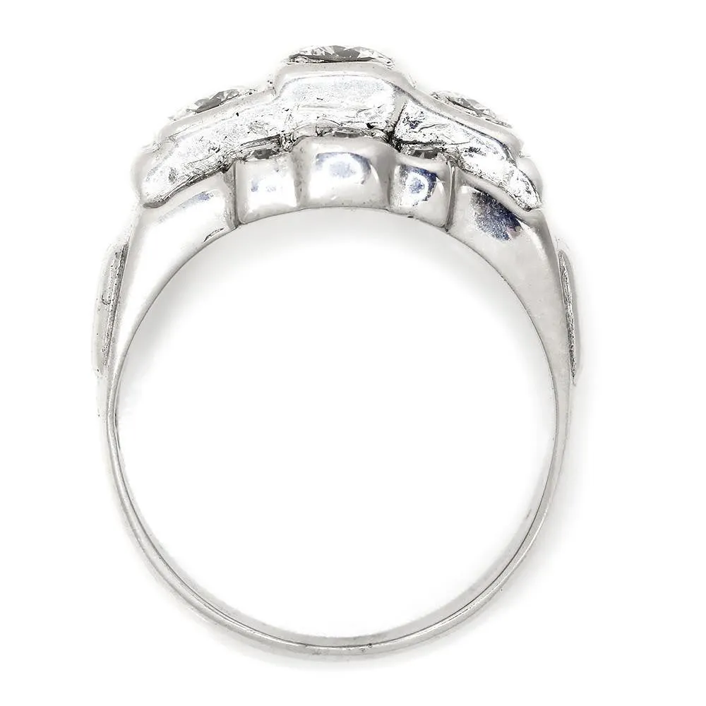 Vintage 3 Stone Diamond Engagement Ring with Accents