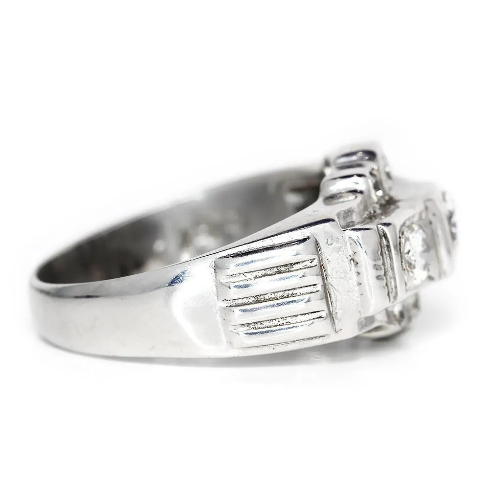 Vintage 3 Stone Diamond Engagement Ring with Accents