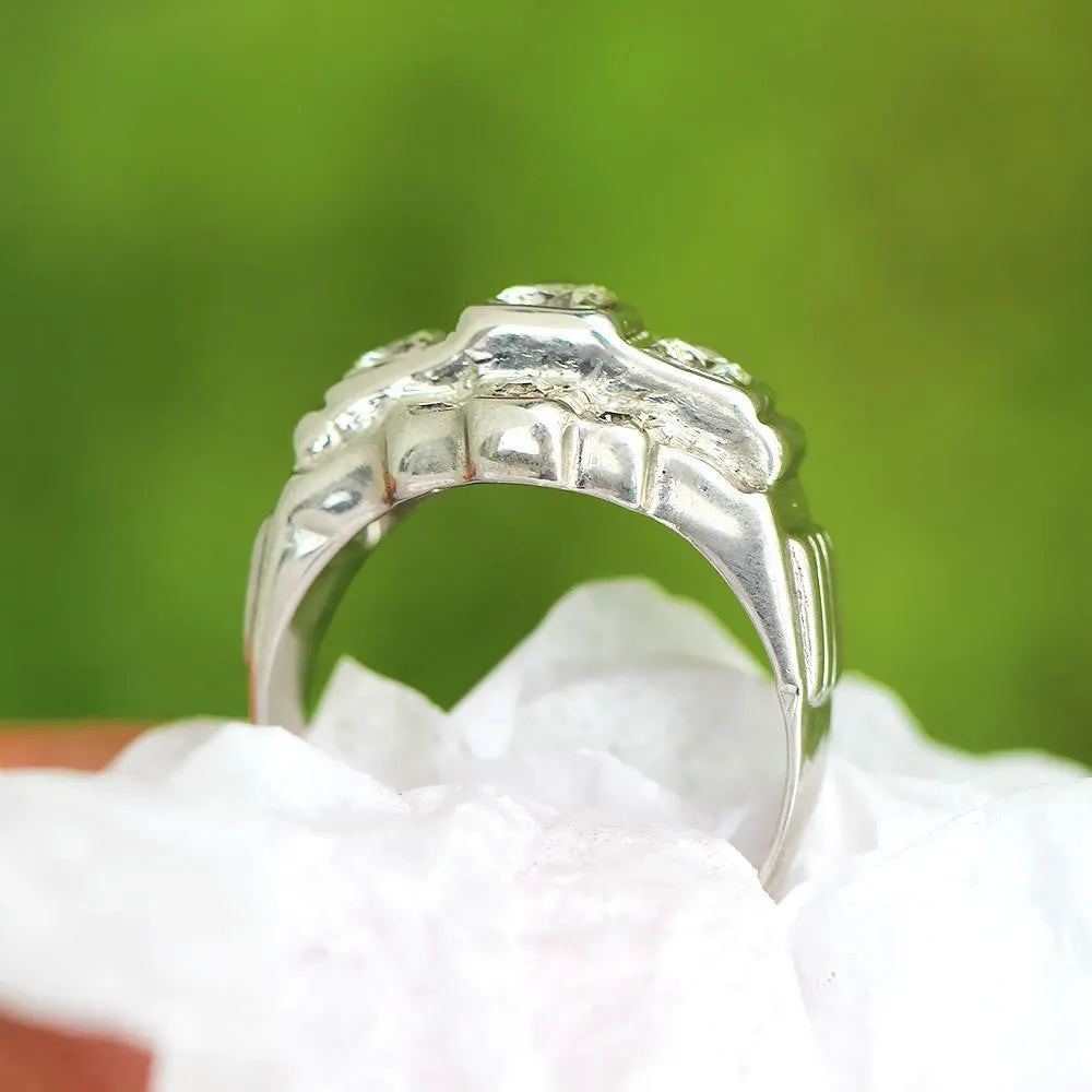 Vintage 3 Stone Diamond Engagement Ring with Accents