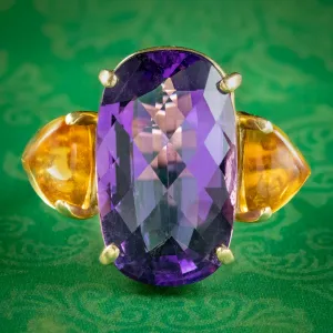 Vintage Amethyst Citrine Cocktail Ring 30ct Amethyst Circa 1970