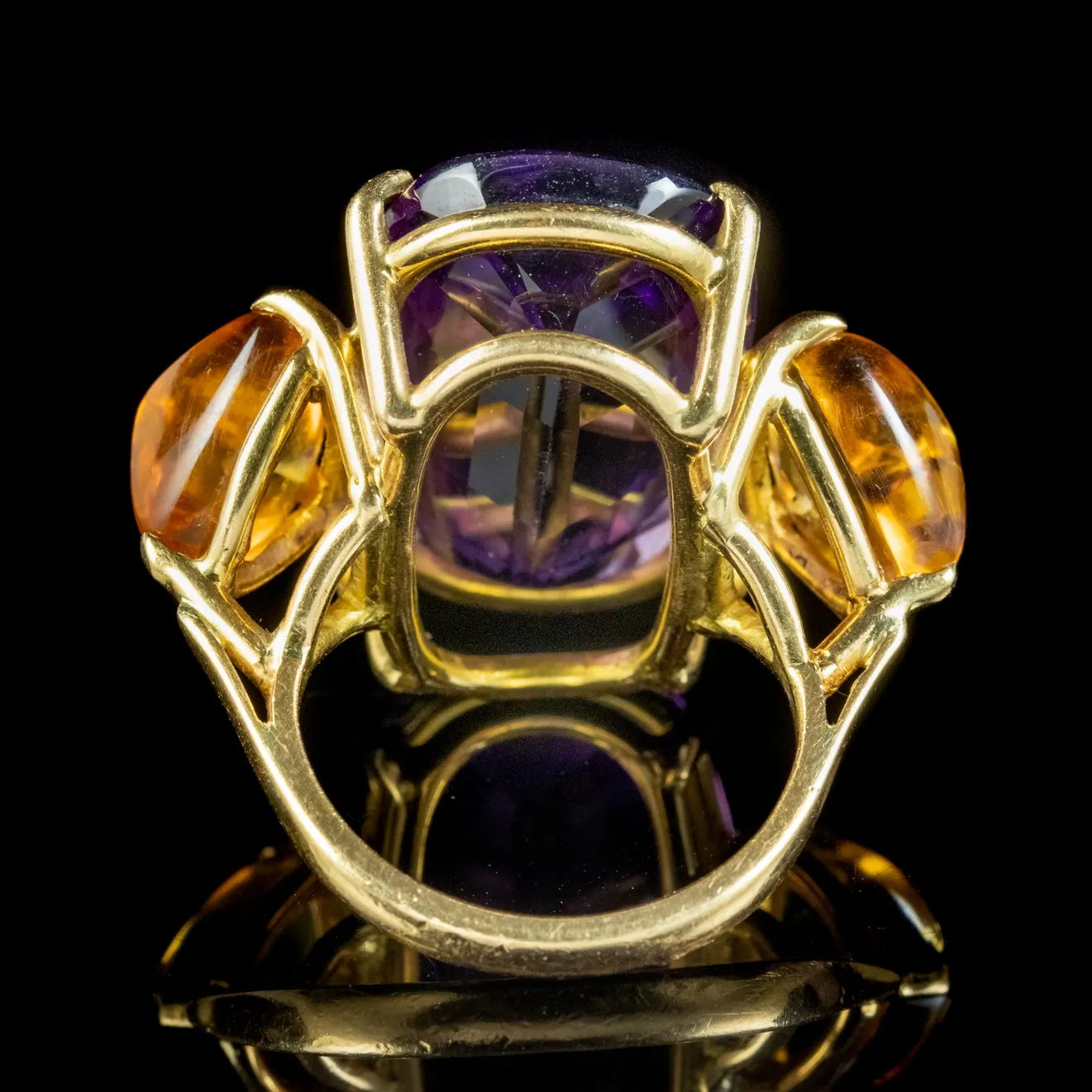 Vintage Amethyst Citrine Cocktail Ring 30ct Amethyst Circa 1970