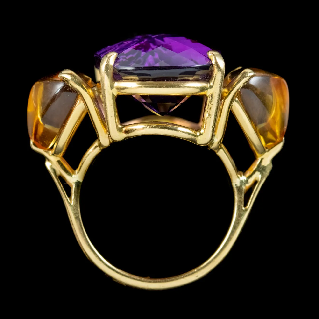 Vintage Amethyst Citrine Cocktail Ring 30ct Amethyst Circa 1970