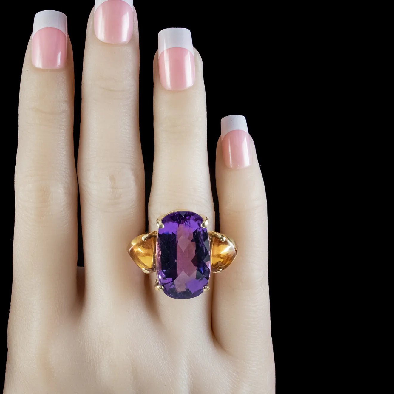 Vintage Amethyst Citrine Cocktail Ring 30ct Amethyst Circa 1970