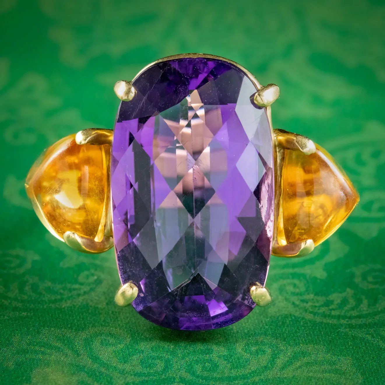 Vintage Amethyst Citrine Cocktail Ring 30ct Amethyst Circa 1970
