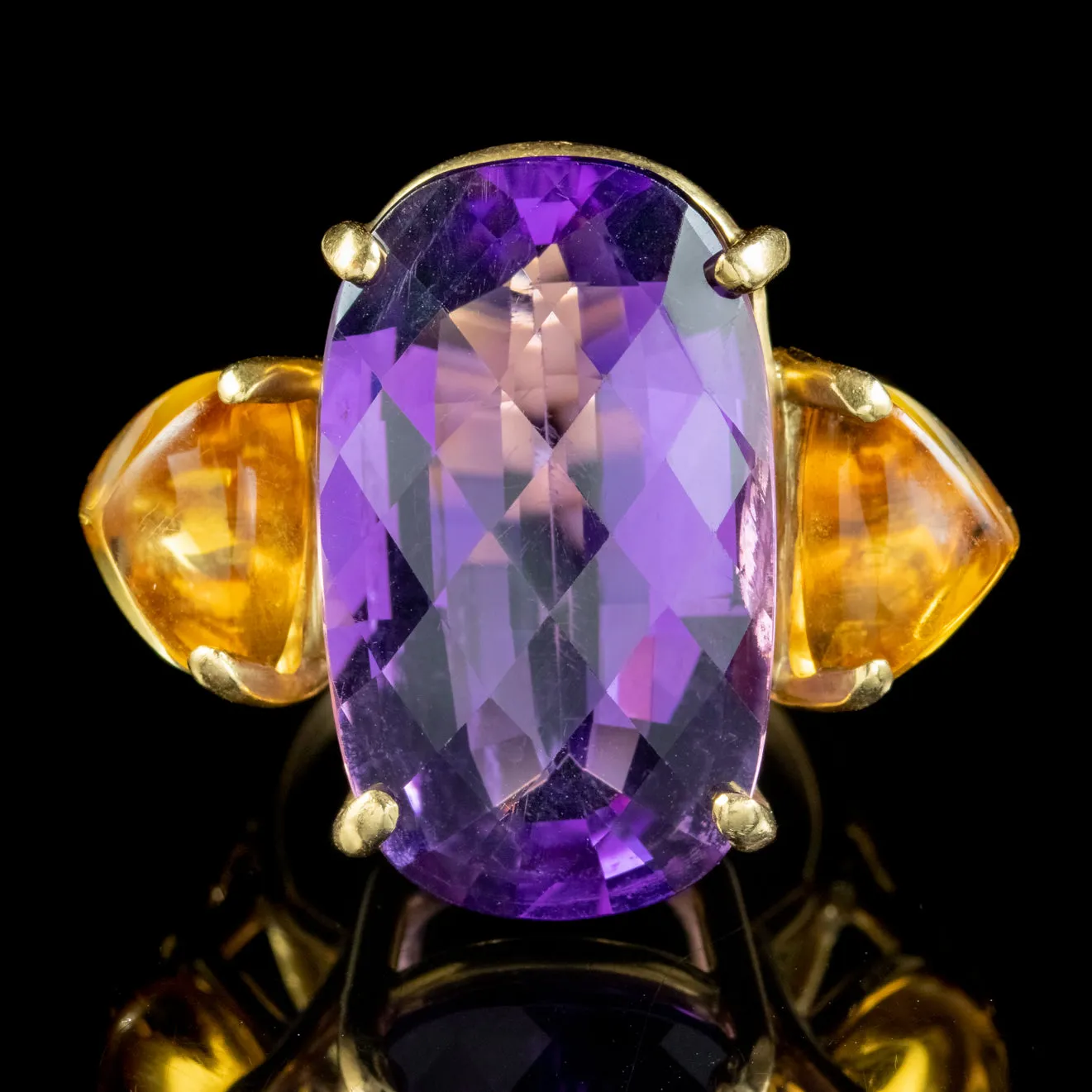 Vintage Amethyst Citrine Cocktail Ring 30ct Amethyst Circa 1970